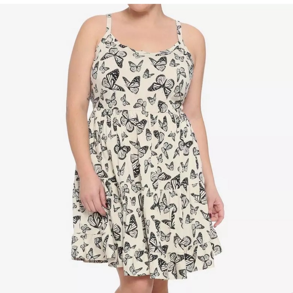 Ivory Butterfly Tiered Dress